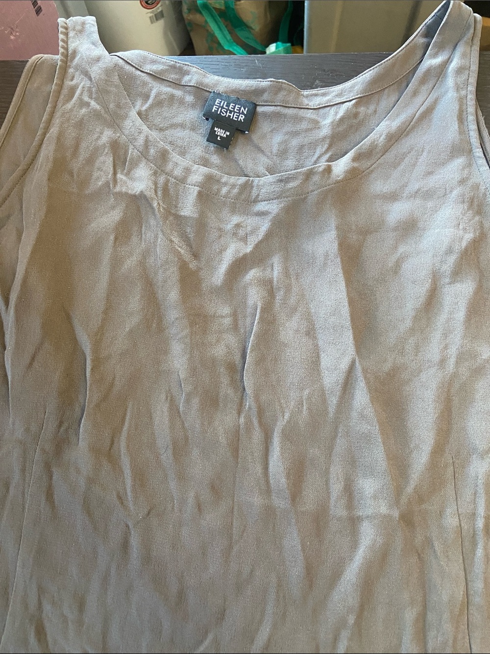 Eileen Fisher Taupe Sleeveless Linen Blend Tank